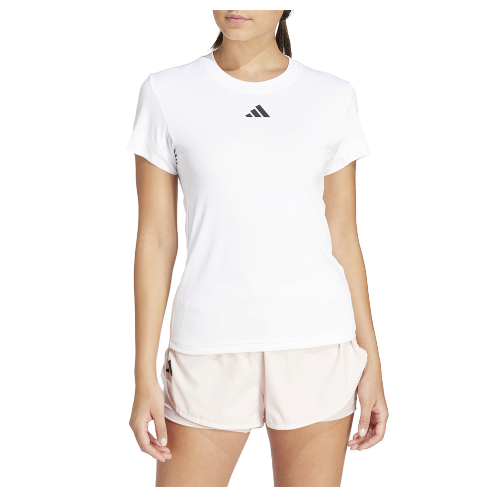 adidas Tennis Freelift Crew Neck Short Sleeve Athletic T-Shirt Womens White Casu