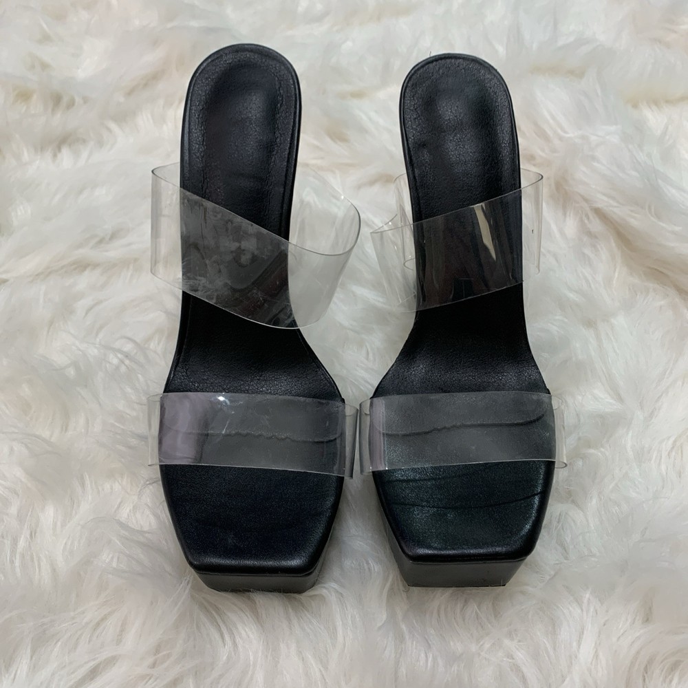 Black clear 5.5 inch platform heels size 8.5