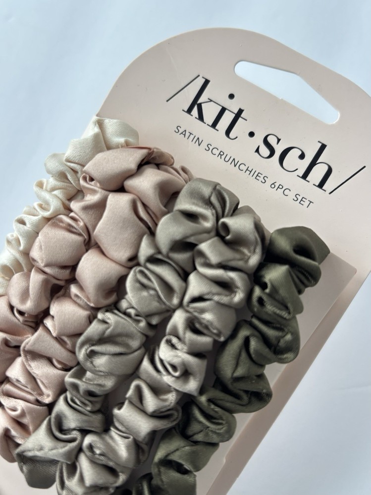 Satin Scrunchies 6 New Unopened Kitsch Brand Eucalyptus Petite Subtle Muted Soft