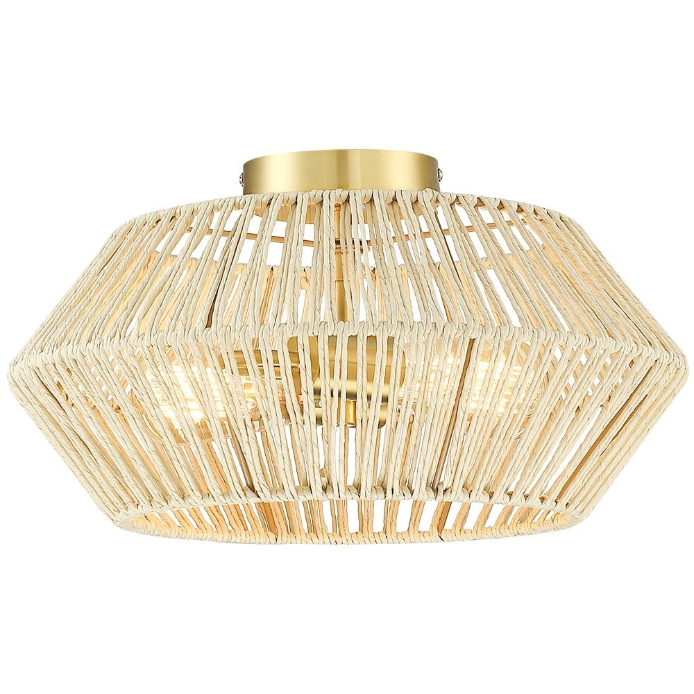 2-Light Bohemian Woven Rope Semi-Flush Mount Ceiling Light -