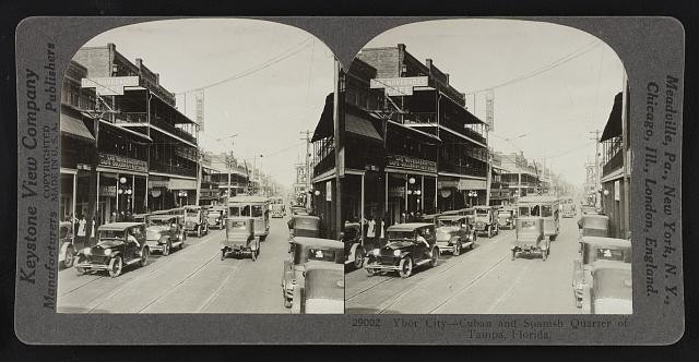 Tampa Florida Ybor City Cuban Spanish Quarter 1926 Street Scene Stereo View