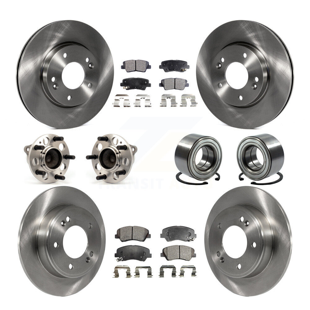Hyundai Elantra GT Kia Front Rear Hub Bearing Brake Rotor Pad Kit 10Pc
