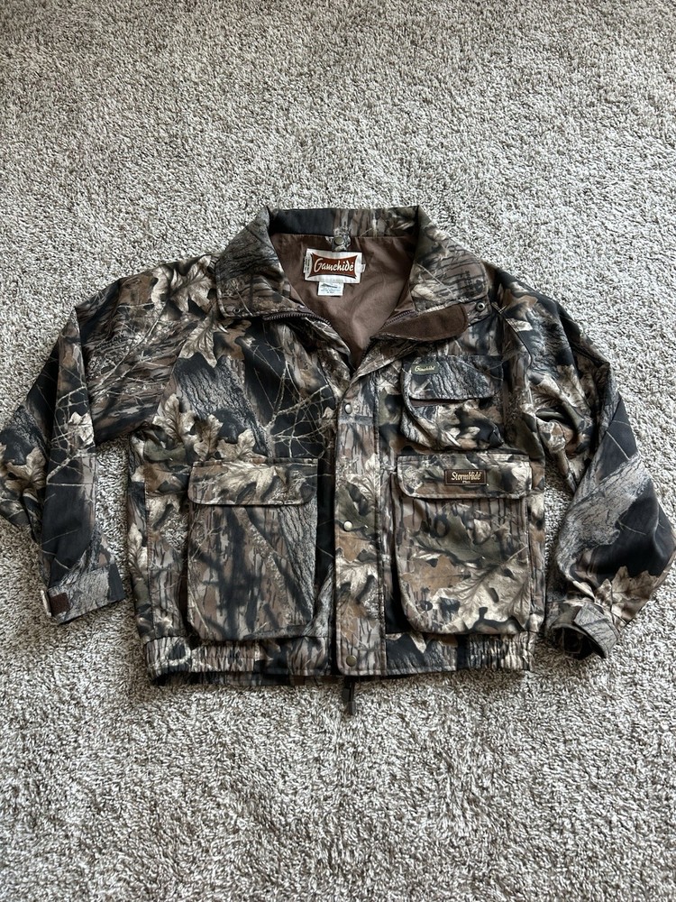 Vintage Gamehide Camo Jacket Mens L Mossy Oak Stormhide Waterproof Hunting