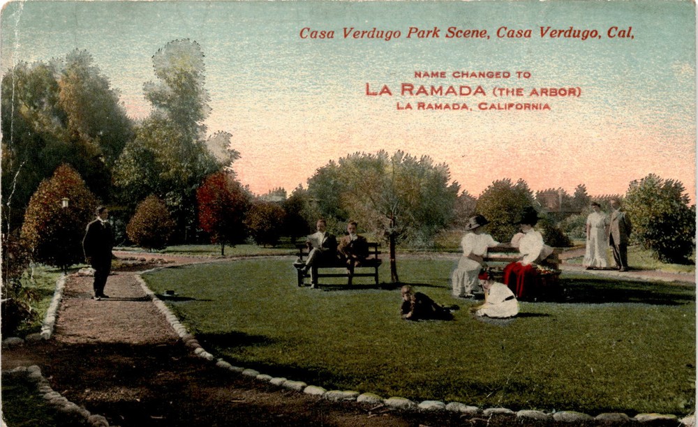 Casa Verdugo Park, LA Ramada, California, Glendale, Pacific Electric Postcard