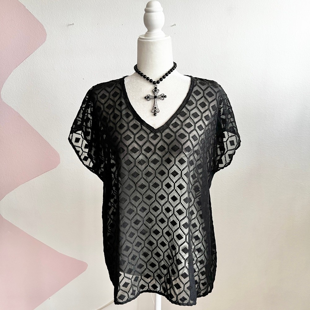 Black Mesh Top Grunge Witchy Gothic Whimsigoth Small