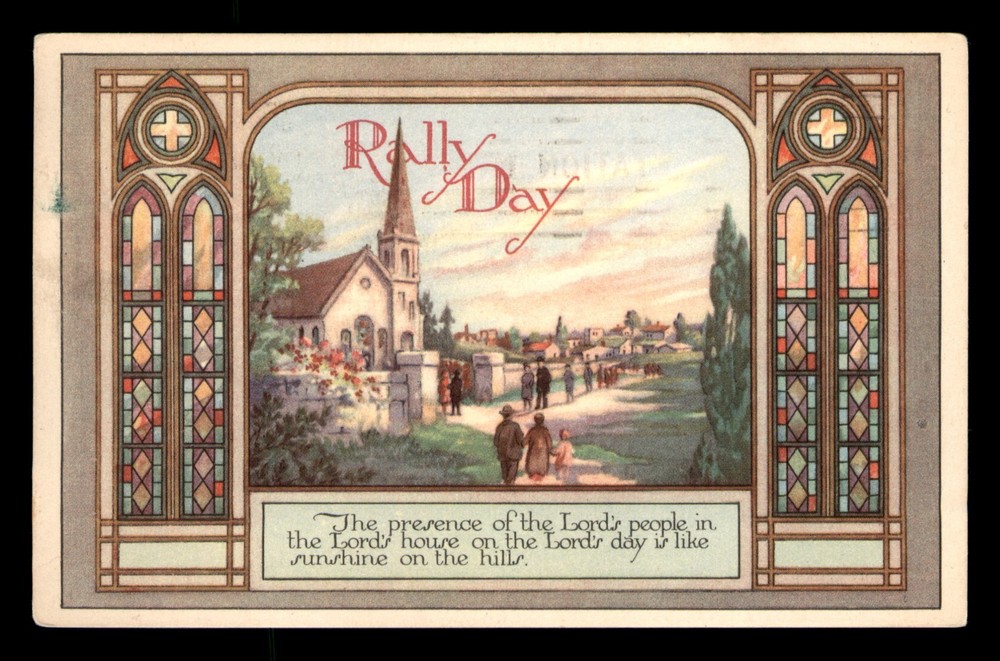 Rally Day Church Celebration Sunday School Posted Postcard Divided