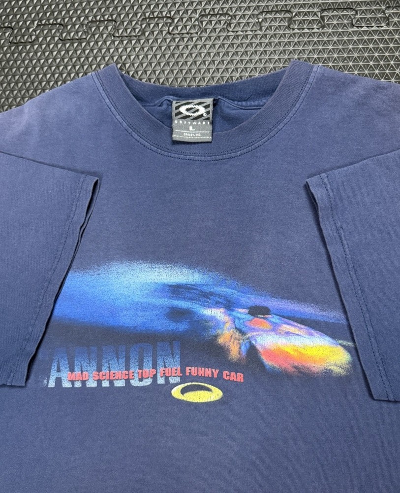 Vintage Oakley Software Cannon Mad Science Funny Car Graphic Faded T-shirt L