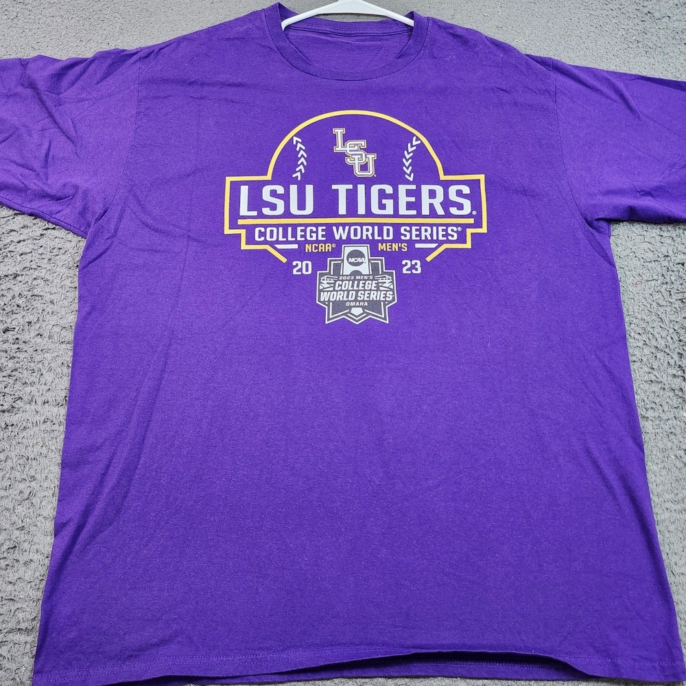 LSU Tigers 2023 College World Series NCAA Mens T-Shirt Purple Large CWS Omaha