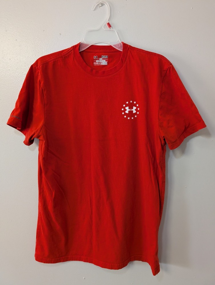 Under Armour Heatgear T-Shirt Mens Medium Red USA Wounded Warrior Freedom