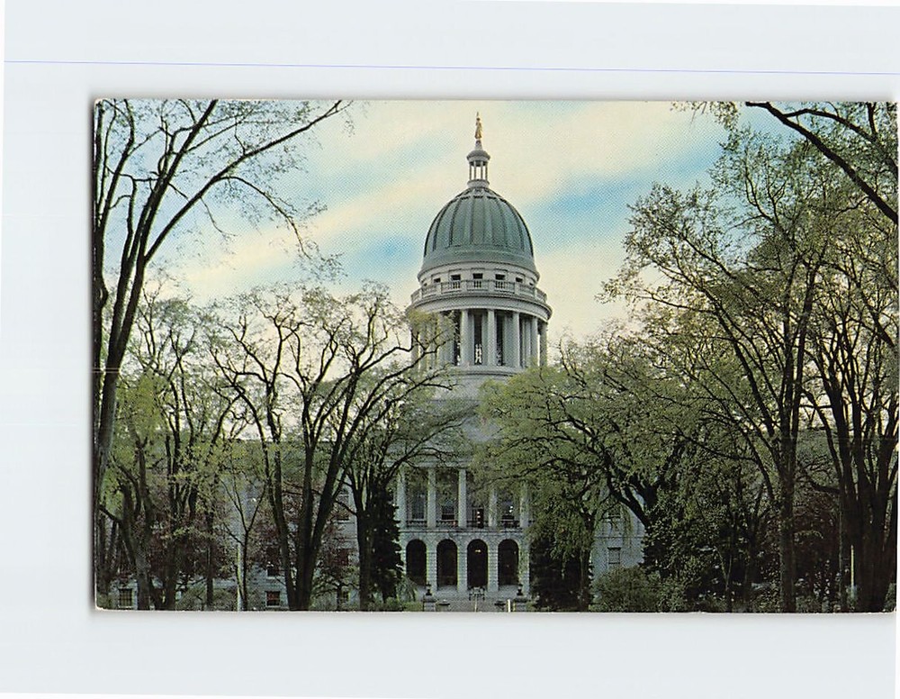 Postcard Dome and East Façade of the State House Augusta Maine USA