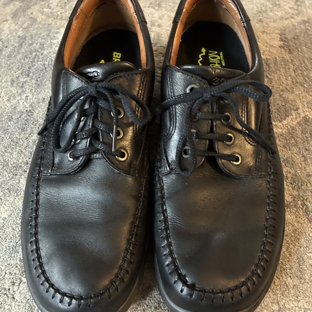 Brooks Mens Black Leather Walking Shoes Lace Up Comfort Oxford Moc Toe Sz 11.5