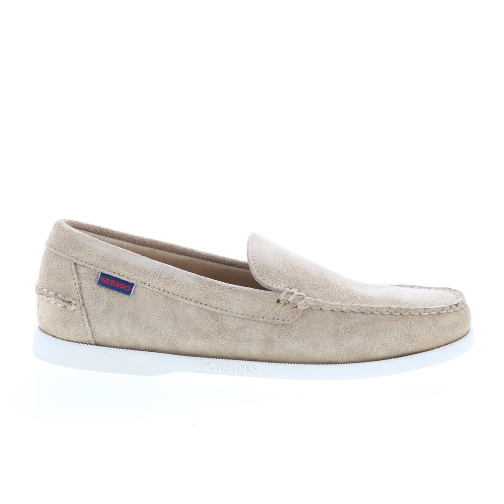 Sebago Frank Boat Flesh Out Mens Beige Suede Loafers & Slip Ons Penny Shoes