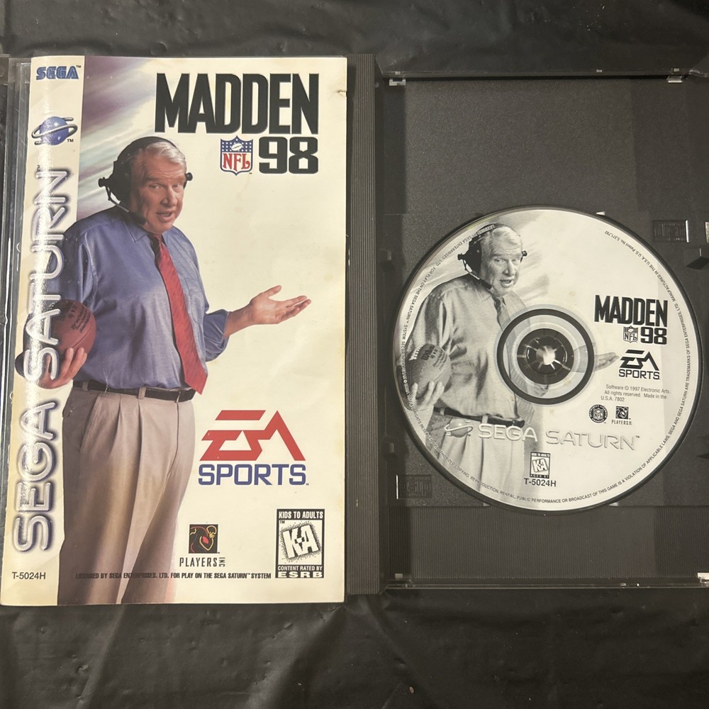 Madden NFL 98 (Sega Saturn, 1997)  Pre-owned/Used, Case broken/cracked.