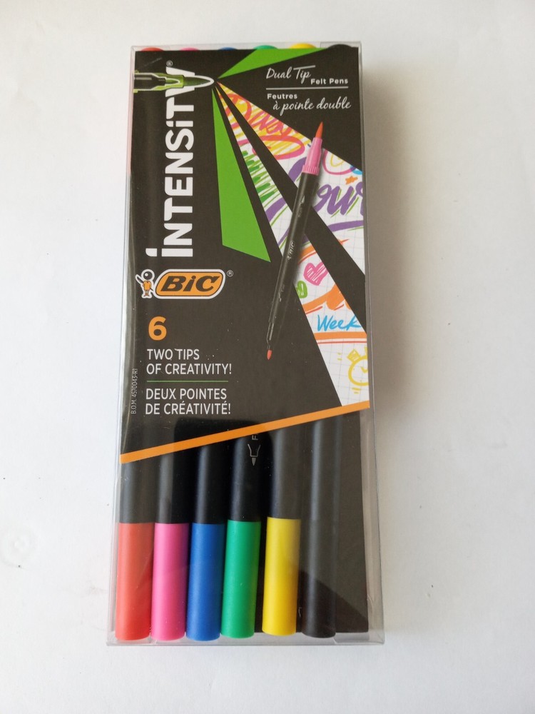 BIC Intensity 2-in-1 Dual Tip Fineliner Pen, 6 Assorted Ink Colors Pack, 3 PACK