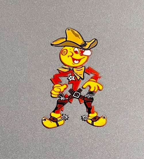 Vintage 12” Reddy Watt Cowboy Porcelain Sign Car Oil Gas Truck Motorcycle