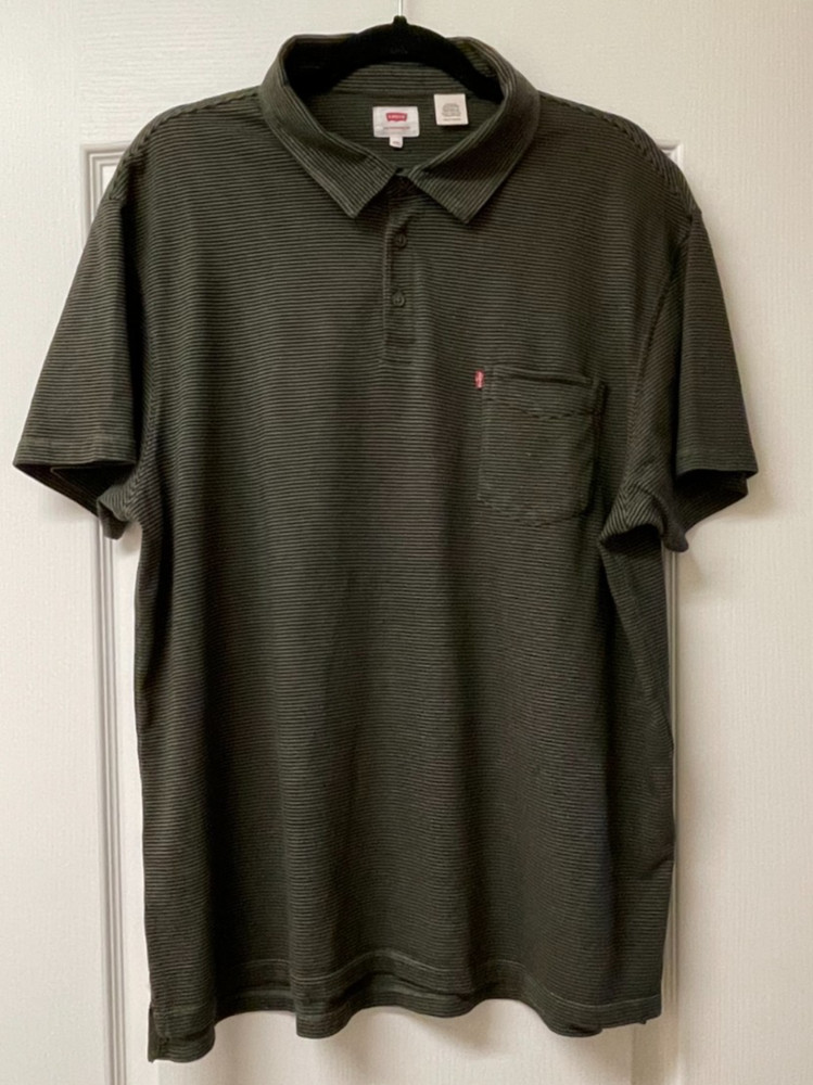 Men's Levi OliveGreen/Black Striped Short-Sleeve Polo Shirt Size XXL