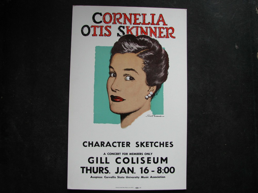 1964 CORNELIA OTIS SKINNER Concert Poster Window Card 14x22