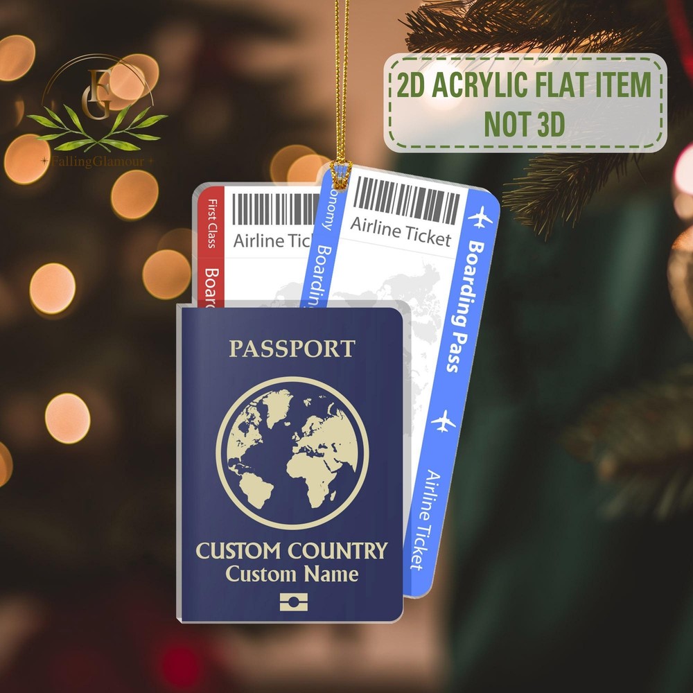 Personalized 2024 Travel Adventure Acrylic Ornament  Passport Travel Christmas