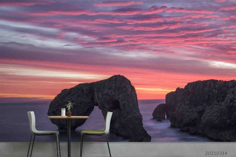3D Sea Rock Sky Sunset Landscape Wall Murals Wallpaper Murals Wall Sticker