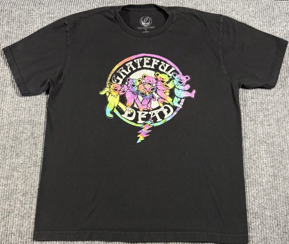 Grateful Dead Shirt Mens Large Dancing Bears Psychedelic Graphic Tee Black
