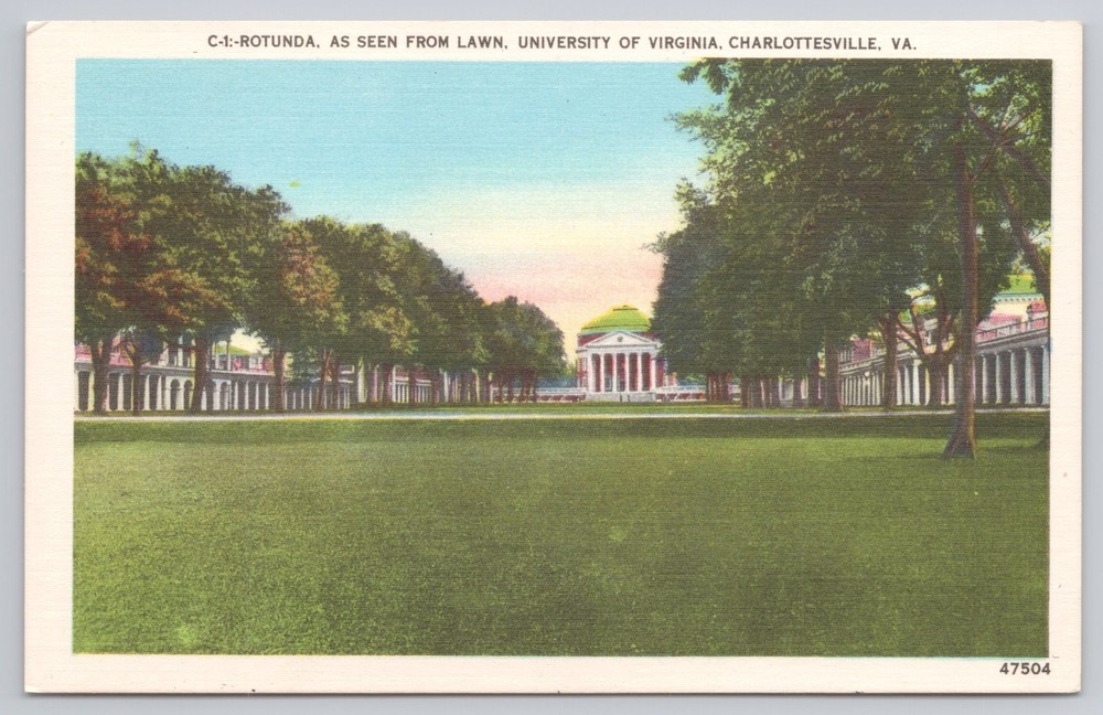 Postcard ROTUNDA. AS SEEN FROM LAWN, UNIVERSITY OF VIRGINIA. CHARLOTTESVILLE. VA