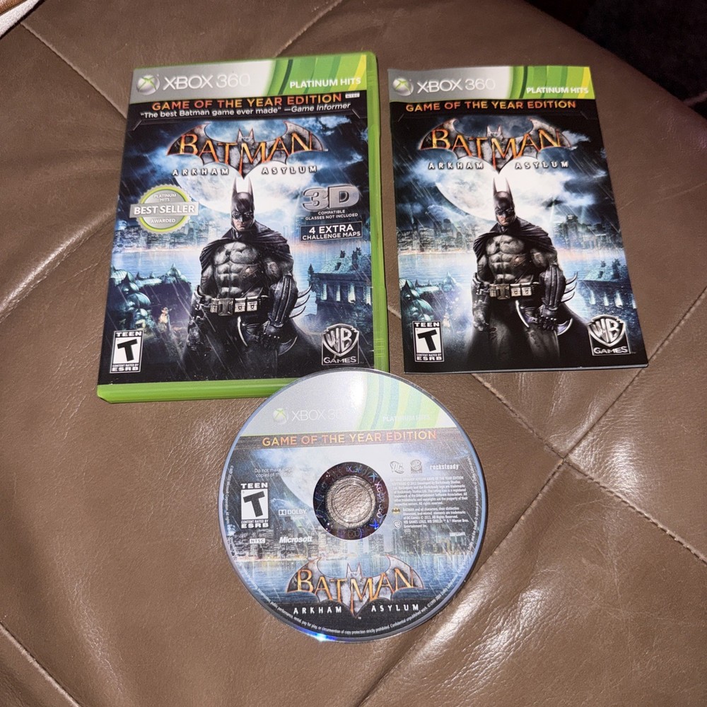 Batman: Arkham Asylum [GOTY Edition][Platinum Hits](Xbox 360, 2010) CIB | Tested