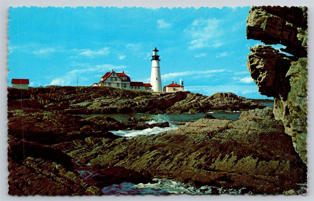 Maine Portland Lighthouse Authorized by George Washington Postcard, C4