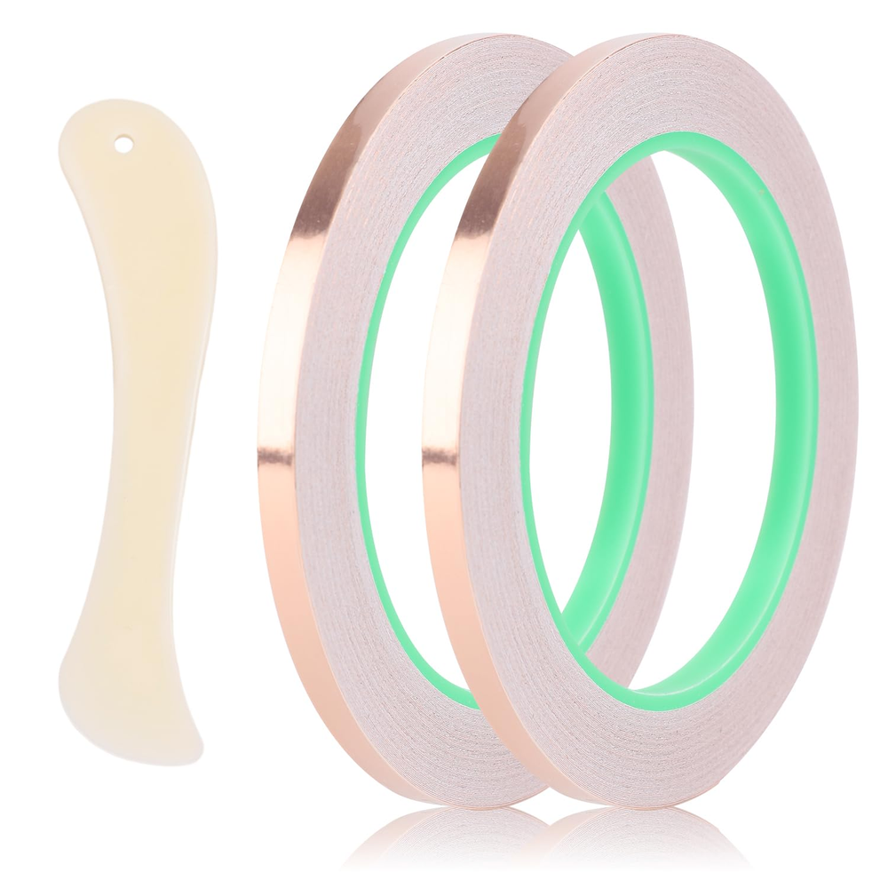 2 Rolls Copper Foil Tape, 1/4 Inch Wide Adhesive Copper Foil Tape Stained Glass