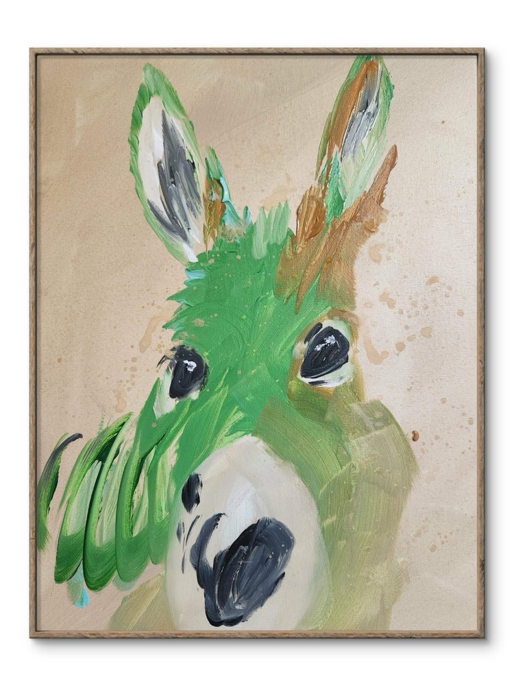 Abstract Donkey Impressionistic Original Wall Art 14X11 Canvas Acrylic