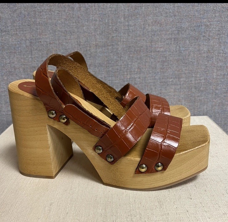 Free People Mallory Clog Platform Brown Sandals Sz 41