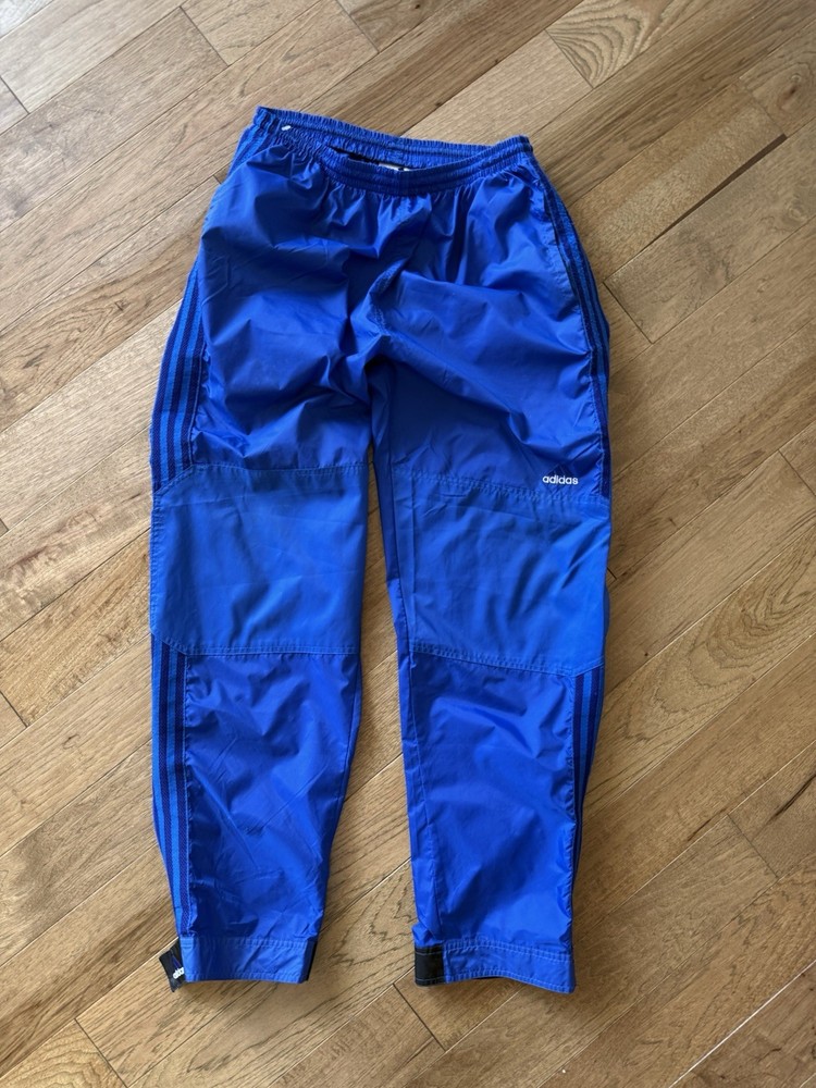 Vintage Adidas, Three Stripe Nylon Track Pants Blue 90’s Tech Archival Japan L
