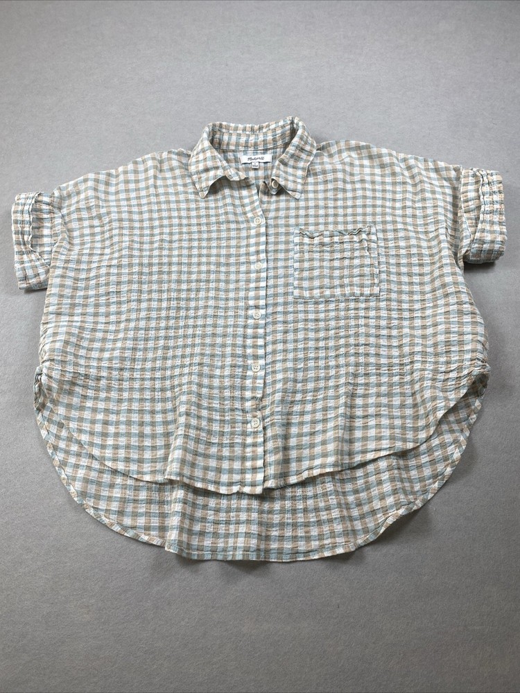 Madewell Oversized Hi-Low Checkered Button-Up Shirt Minimalist Boho Basic Style