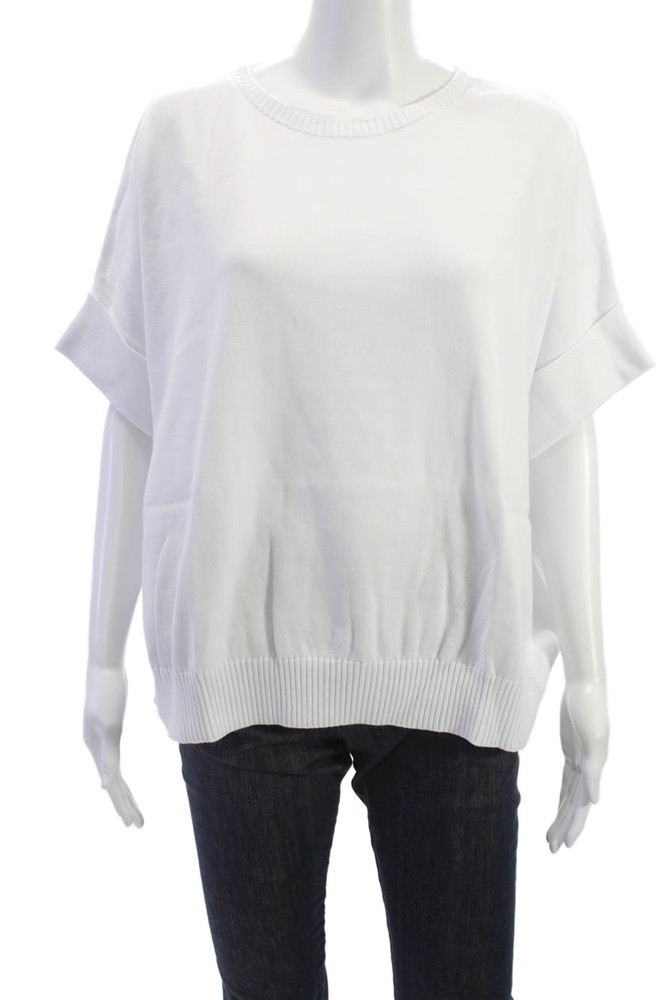 Renuar Women Basic White Cotton Crew Neck Short Sleeve T-Shirt Size MFree Shipping in US $100+ Orders | $6.95 Orders Below