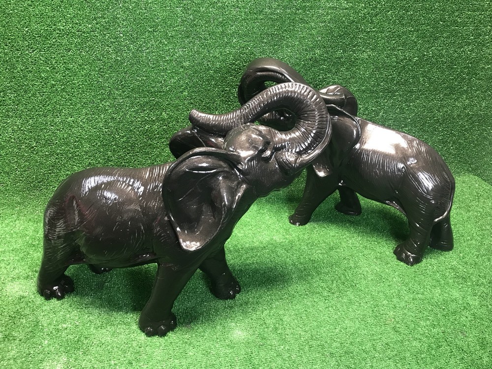 Set Of 2 Large Ceramic Elephants Decorations Figures Fast Free Shipping