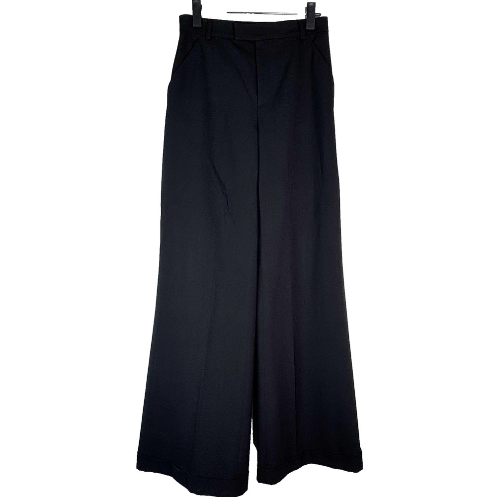 Agnes B Paris Pants Womens 36 EU Black Wide Flared Cuffed Classy Office Business