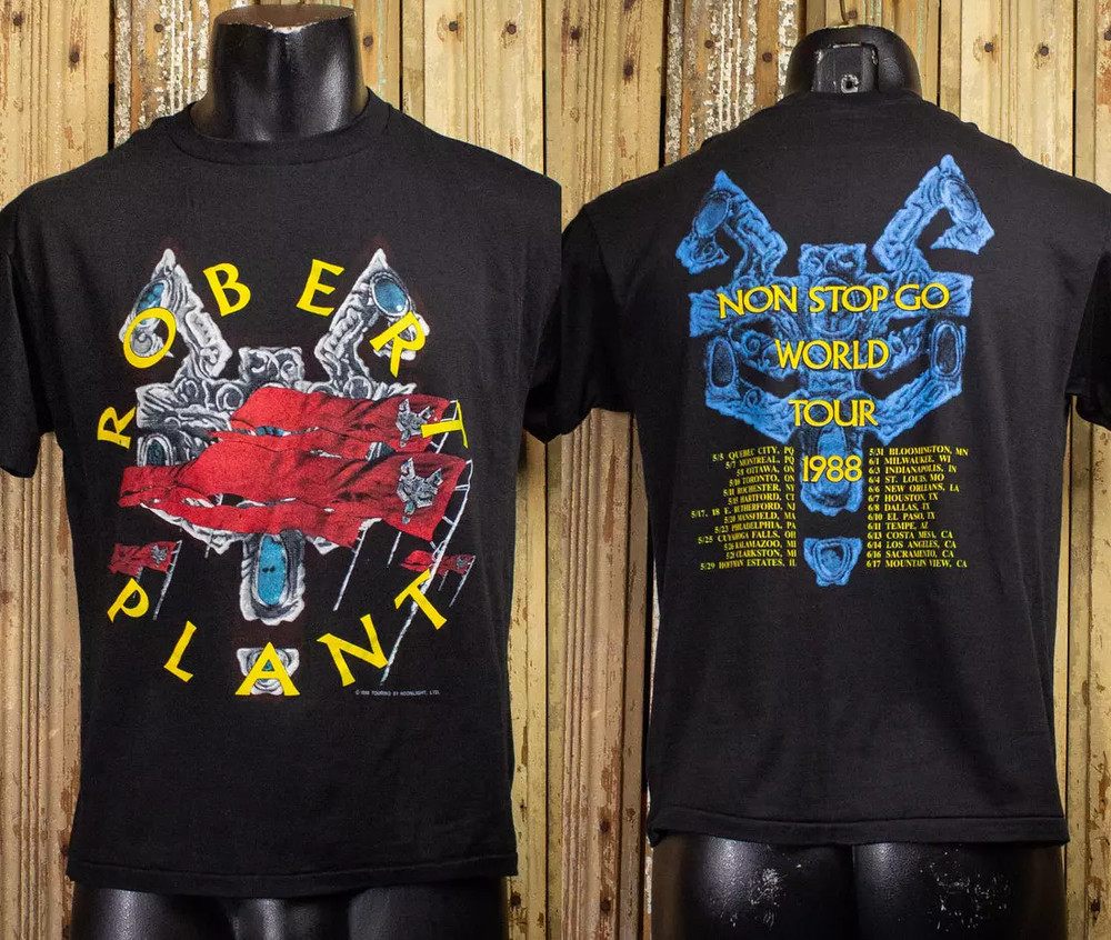 Vintage Robert Plant Non Stop Go Concert T Shirt 1988 Black