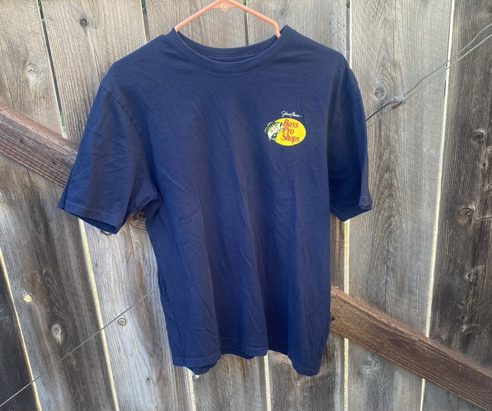 Bass Pro Shops Johnny Morris Graphic T Shirt Mens Large L Navy