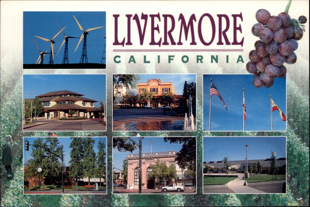 California Livermore multiview wind turbines city scenes  unused postcard sku341