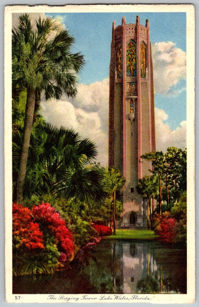 Vtg Postcard Bok Singing Tower Lake Wales, FL 1940s