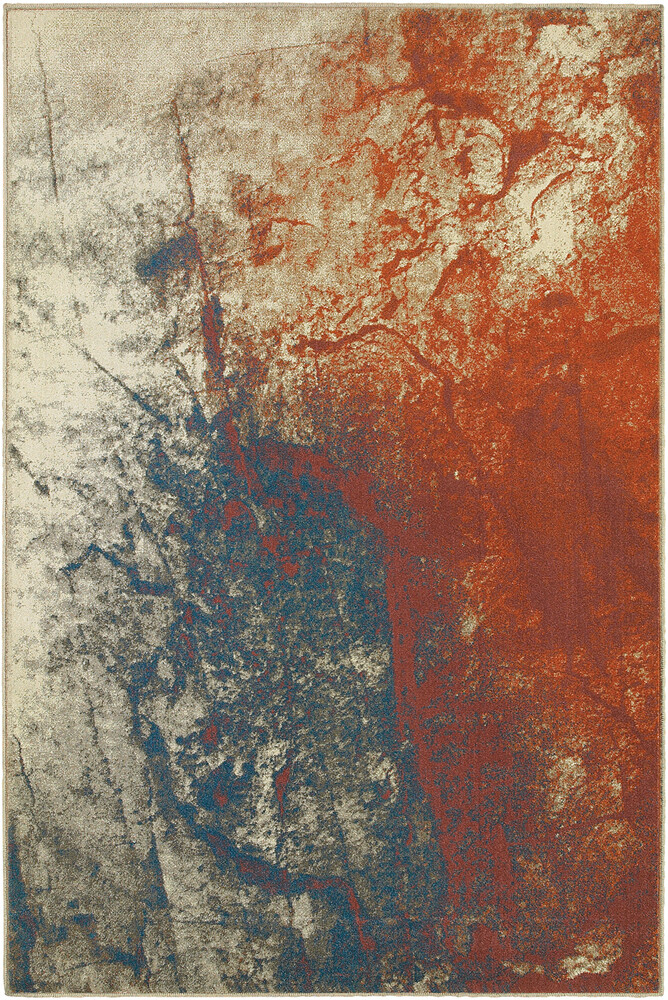 Beige Abstract Splatter Blot Machine Made Area Rug 9x12-image