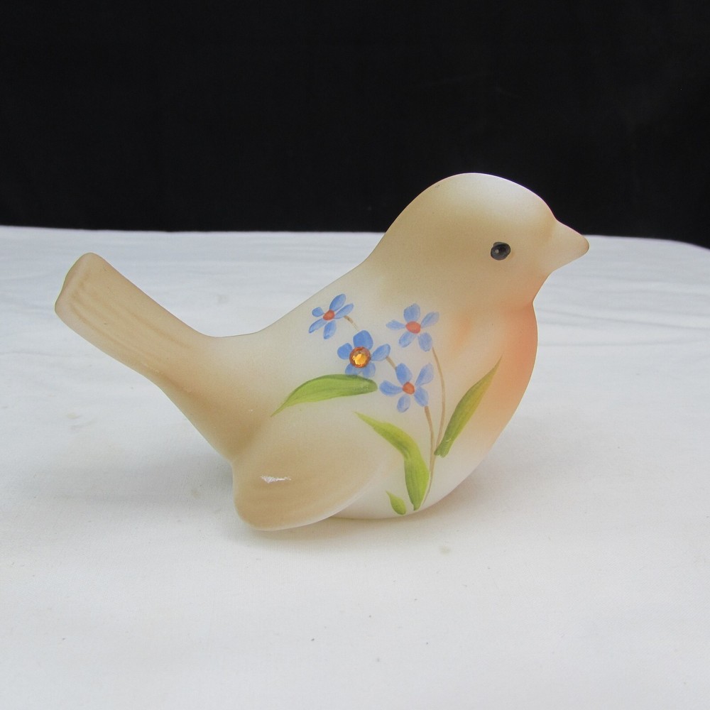 Fenton Opal Satin Natural Hand Painted Bird 2008 Special Order W324