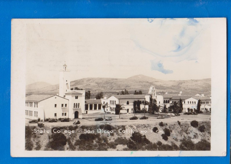 San Diego, State college, California, real photo postcard 1946