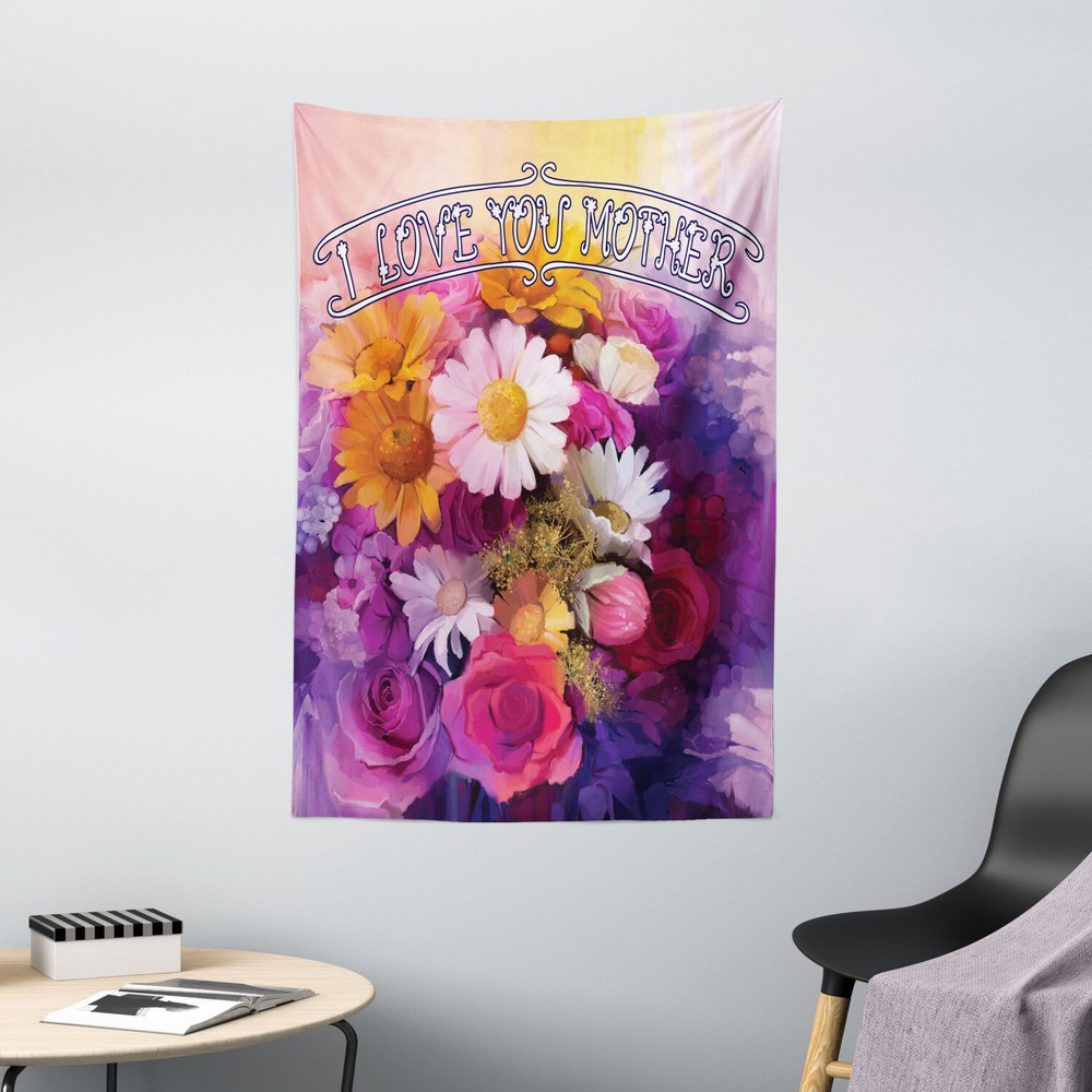 Mothers Day Tapestry Blossoming Roses Print Wall Hanging Decor