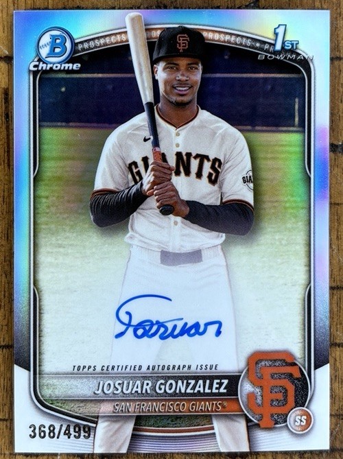 2025 Bowman Chrome Josuar Gonzalez 1st Refractor Auto /499 #CPA-JD Giants