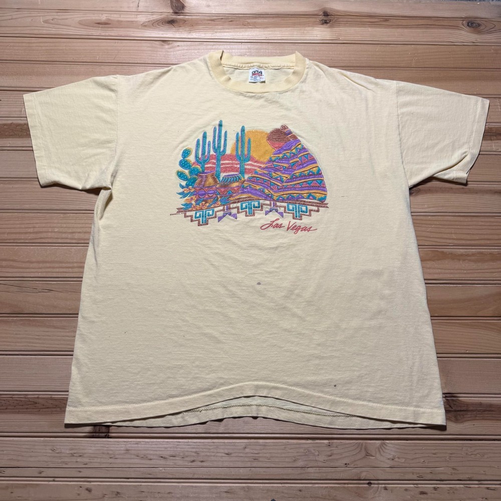 Vintage 90s Las Vegas Southwestern Native Tribal Boho Souvenir T-Shirt USA - XL