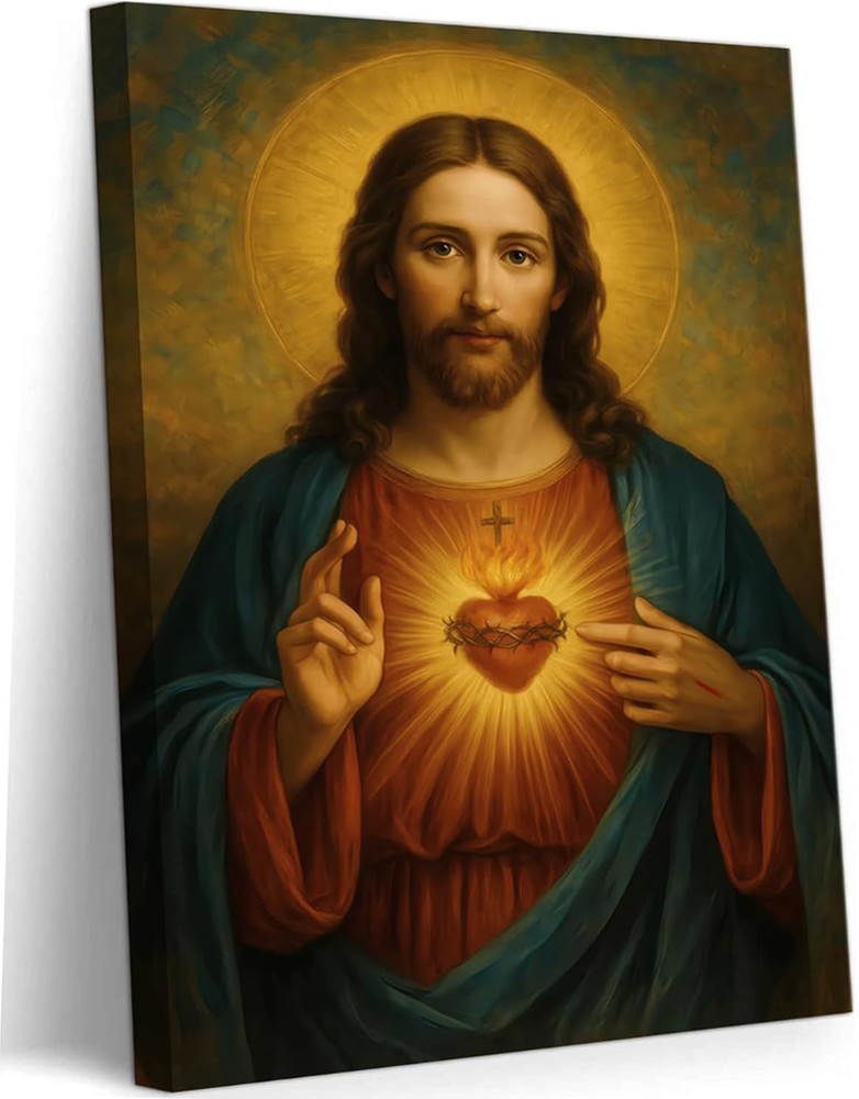 Sacred Heart of Jesus Wall Art Christian Canvas Print Religious Home Decor Ca...