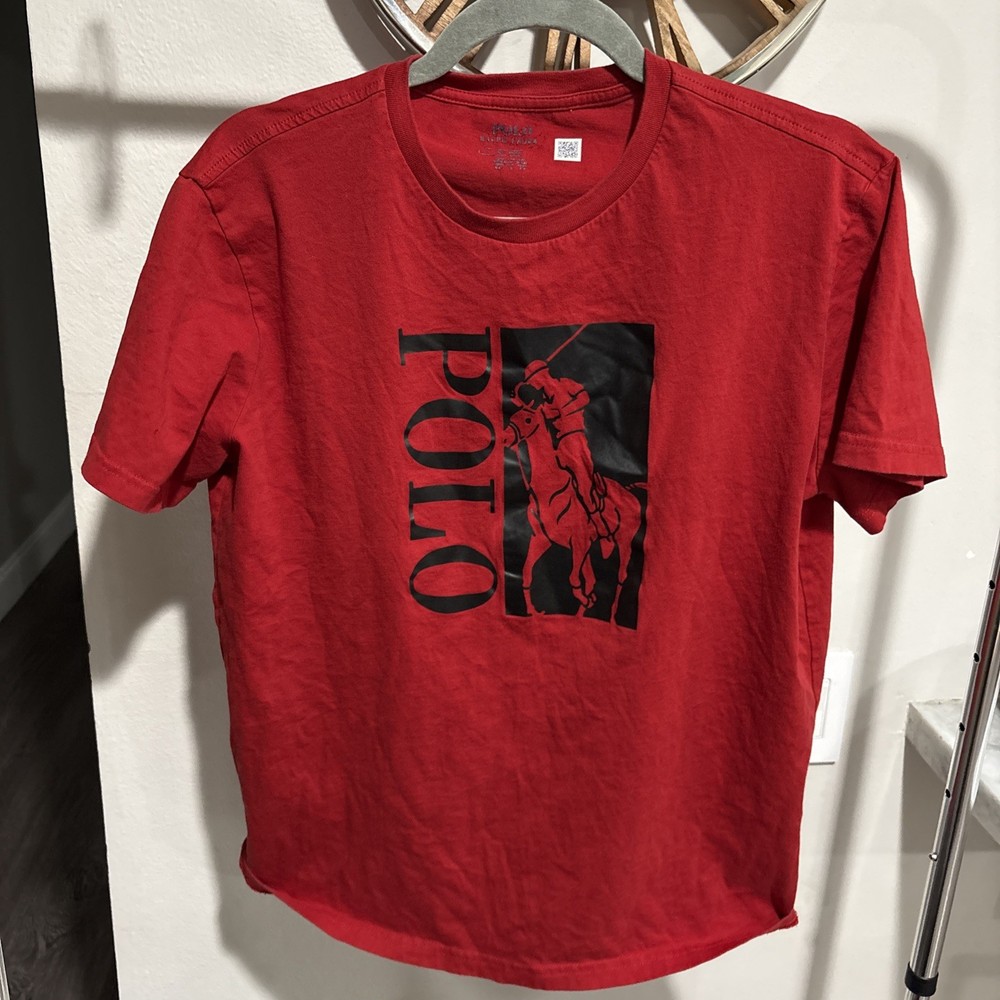 Polo Ralph Lauren Men's Red Big Pony Player Logo Graphic T-Shirt Size Medium