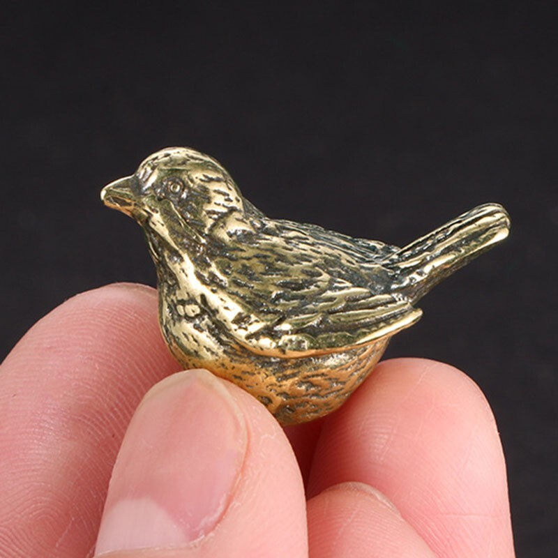 Brass Sparrow Figurine Statue Animal Figurines Toys House Desktop Decoration