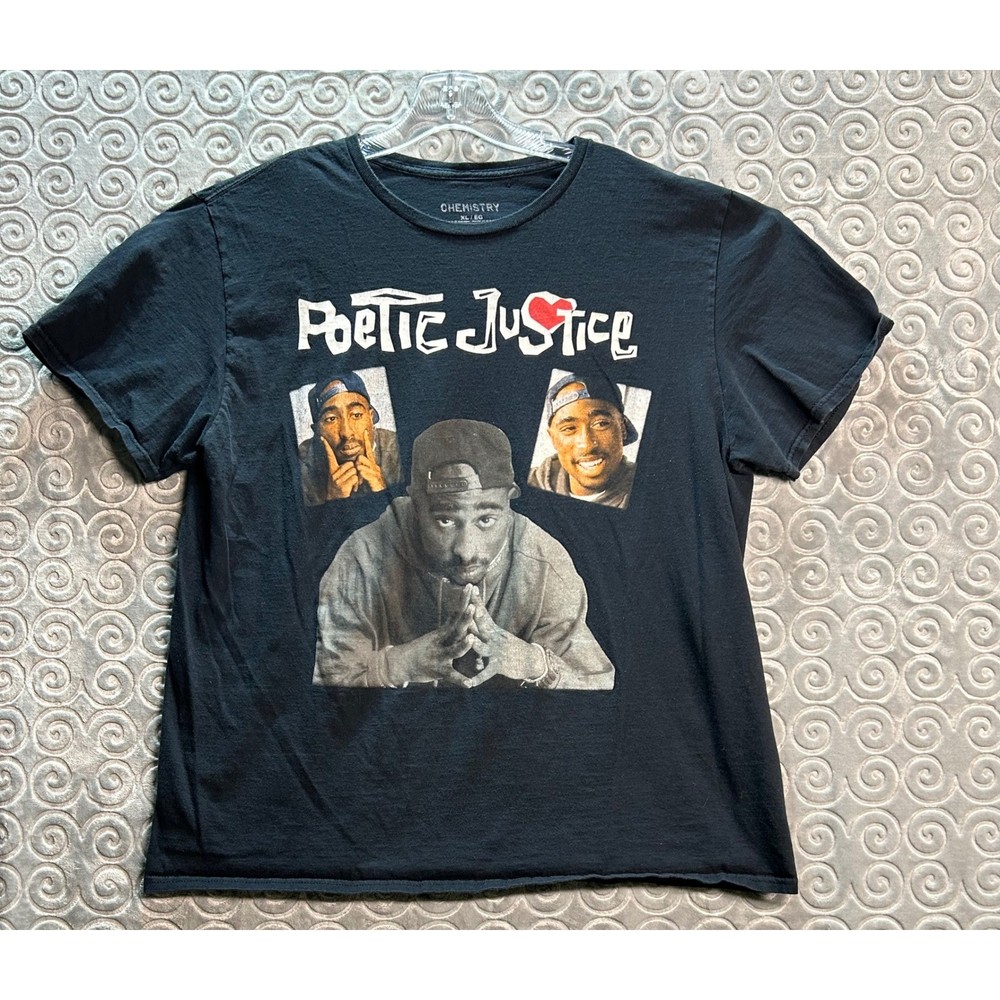 Poetic Justice 2Pac Tupac Movie Graphic T Shirt Black XL Hip Hop Rap Tee