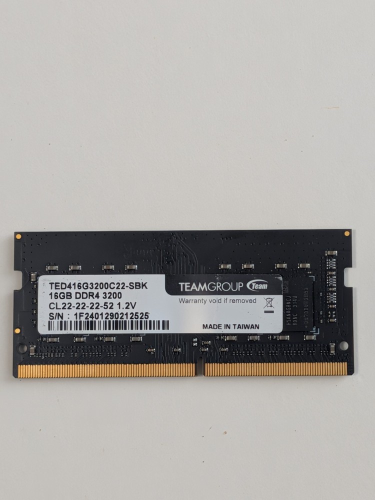 Teamgroup 16Gb Ddr4 3200 Ram Module, Model Ted416G3200C22-Sbk